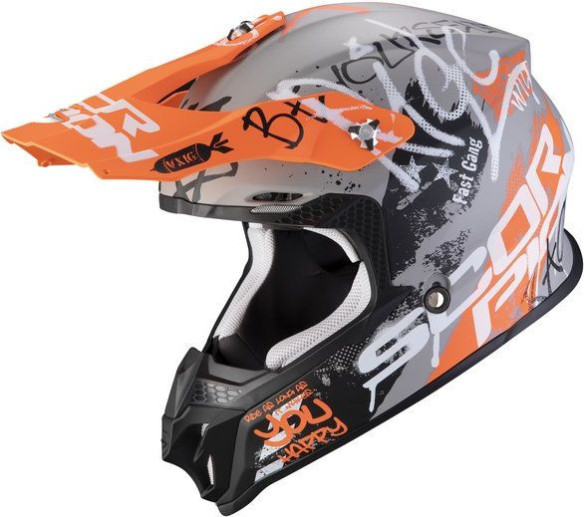 Casca Moto Enduro Vx-16 Oratio Gri/Portocaliu