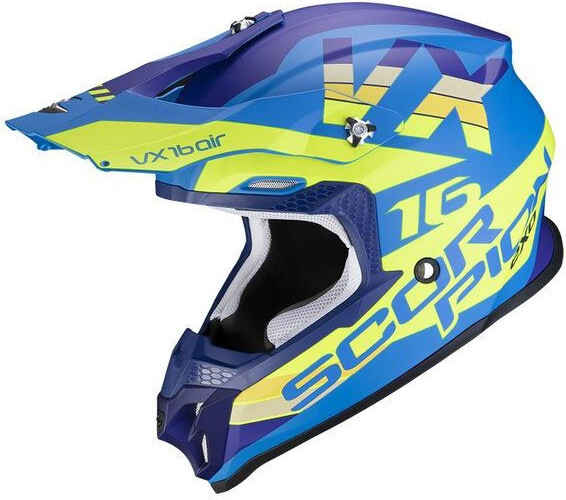 Casca Moto Enduro Vx-16 Air X-Turn Albastru/Galben Fluo