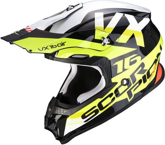 Casca Moto Enduro Vx-16 Air X-Turn Alb/Negru/Galben Fluo