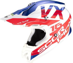Casca Moto Enduro Vx-16 Air X-Turn Alb/Rosu/Albastru