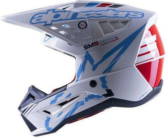 Casca Moto MX/Enduro Supertech S-M5 Action White/Blue 24