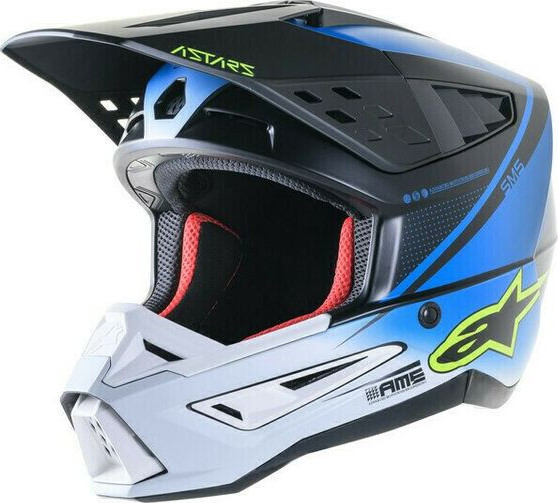 Casca Moto MX/Enduro Supertech S-M5 Rayon White/Blue/Fluo Yellow 24