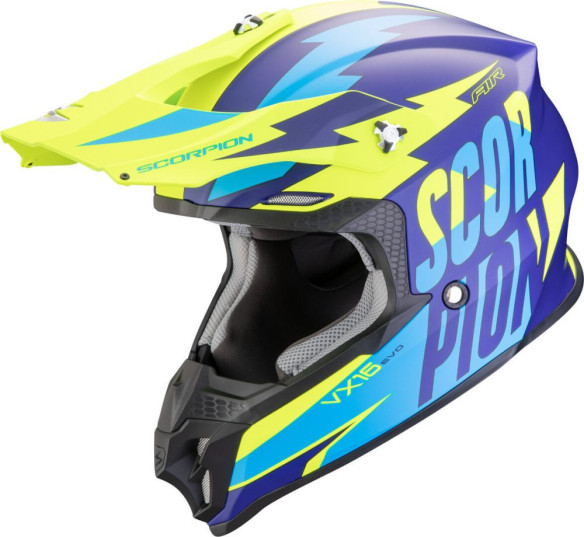 Casca Moto MX/Enduro VX-16 Evo Air Slanter Blue Matt/Yellow Fluo 24