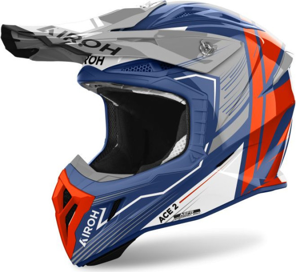 Casca Moto MX/Enduro Aviator Ace 2 Engine Cerulean Glossy Blue/Grey/Red