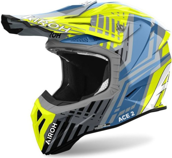 Casca Moto MX/Enduro Aviator Ace 2 Proud Glossy Yellow/Grey/Blue