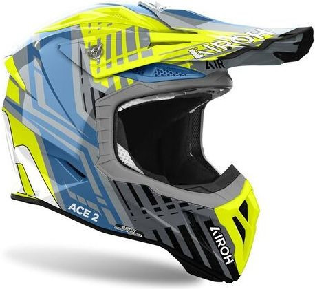 Casca Moto MX/Enduro Aviator Ace 2 Proud Glossy Yellow/Grey/Blue