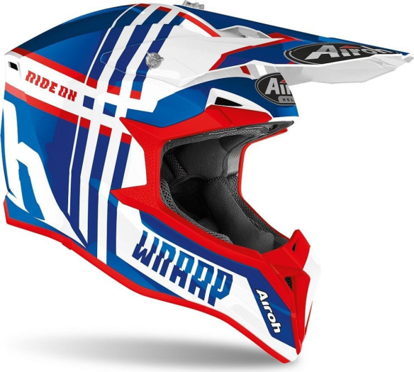 Casca Moto MX Copii Wraap Broken Blue/Red