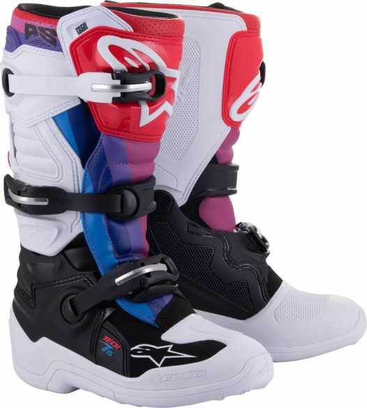 Cizme Moto Enduro/MX Tech 7 S Youth White/Black/Rainbow 24