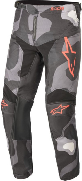 Pantaloni Enduro Copii Racer Tactical Gri Camuflaj/Rosu