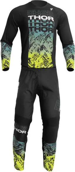 Combo Moto Tricou + Pantaloni Copii Sector Racewear Atlas Black/Teal 23