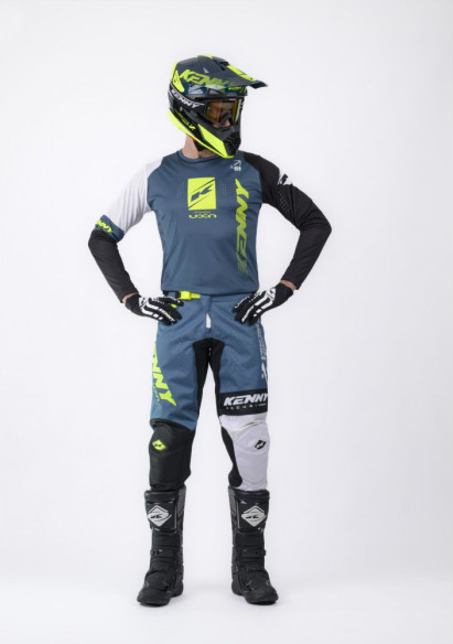 Pantaloni Moto MX/Enduro Track Zoom Petrol Blue/Black/Yellow/White 25