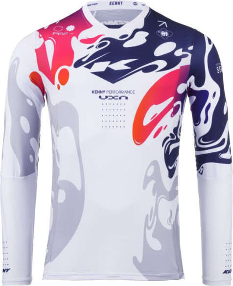 Tricou Moto MX/Enduro Performance Fluid White/Grey/Red/Blue 25