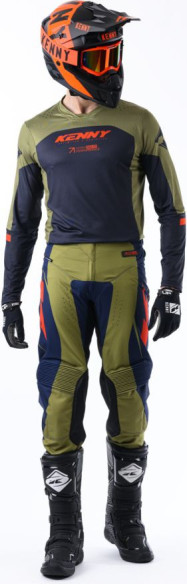 Tricou Moto MX/Enduro Performance Solid Kaki Blue/Green/Orange