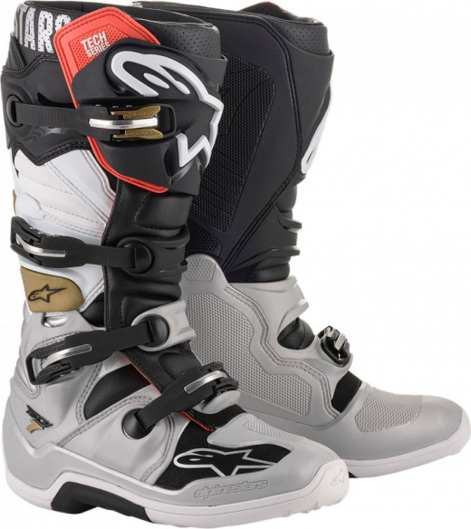 Cizme MX Tech 7 Black/Silver/White/Gold