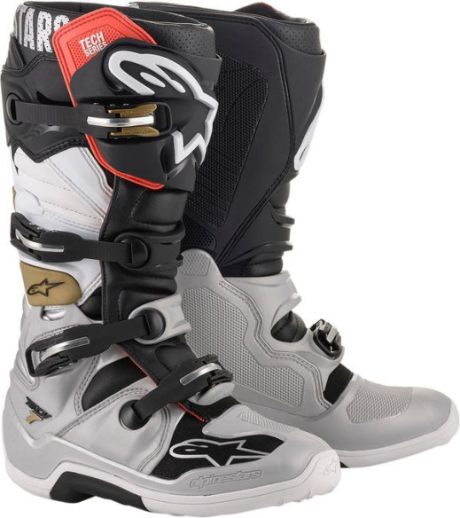 Cizme MX Tech 7 Black/Silver/White/Gold