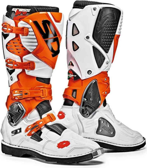 Cizme Moto MX Crossfire 3 White-Orange-Black