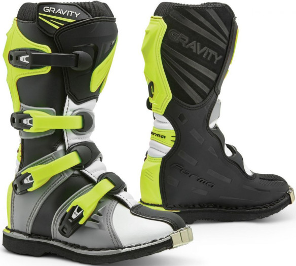 Cizme Enduro Copii Gravity Grey/White/Yellow Fluo
