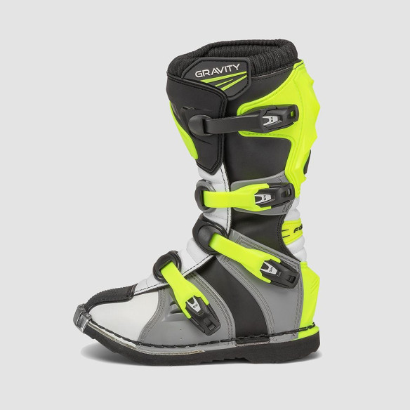 Cizme Enduro Copii Gravity Grey/White/Yellow Fluo