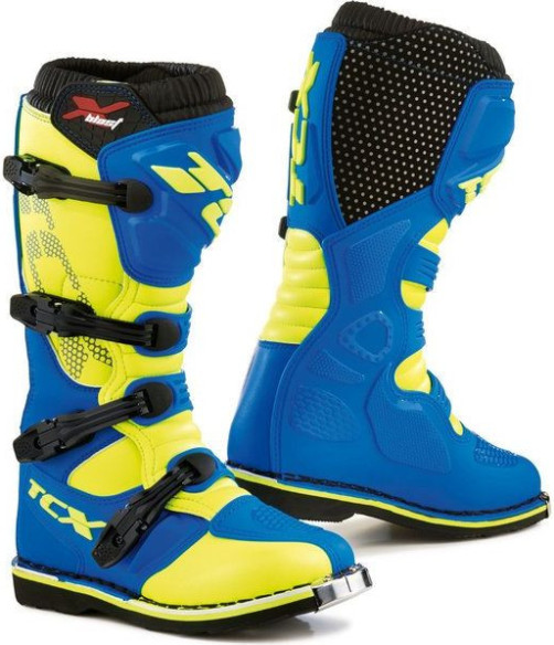 Cizme Moto MX X-BLAST Blue/Yellow Fluo