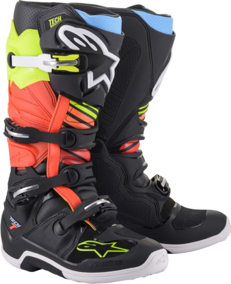 Cizme Moto MX T7 Bk/y/r