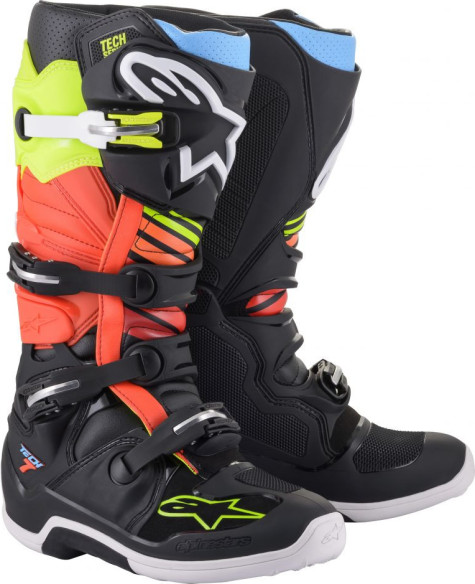Cizme Moto MX T7 Bk/y/r