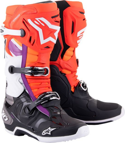 Cizme Moto Enduro Tech 10 Black/Red/Orange/White