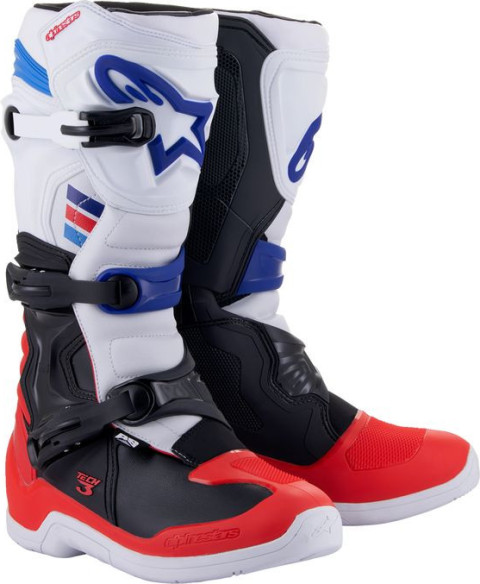 Cizme Moto Enduro Tech 3 White/Red/Blue