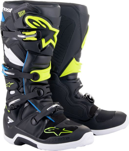 Cizme Moto Enduro Tech 7 Black/Blue/Yellow