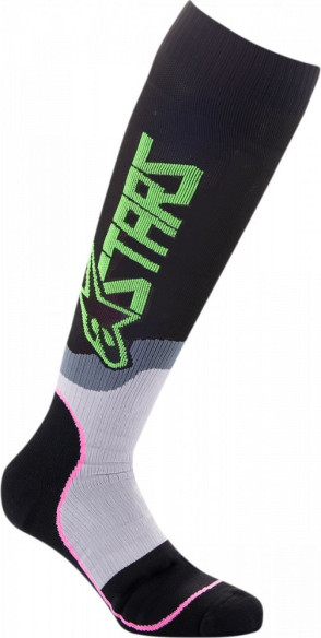 Sosete Moto MX Plus 2 Black/Gren/Pink