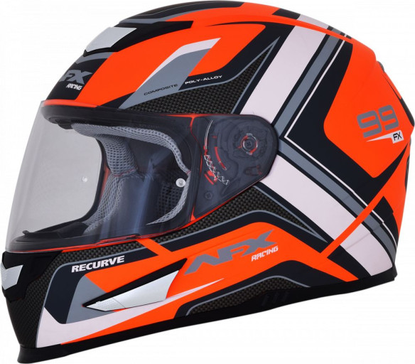 Casca Moto Full-Face FX-99 Recurve Street Matte Orange/White