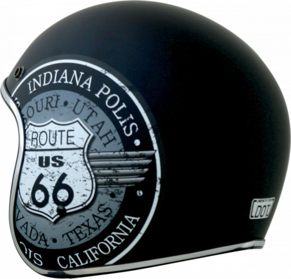 Casca Moto Jet/Open Face FX-76 Route 66 Vintage Matte Black