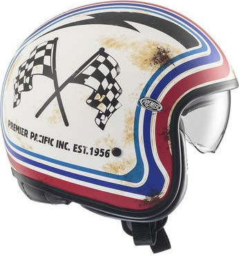 Casca Moto Open-Face/Jet Vintage BTR 12BM Matte White/Red/Blue 2024