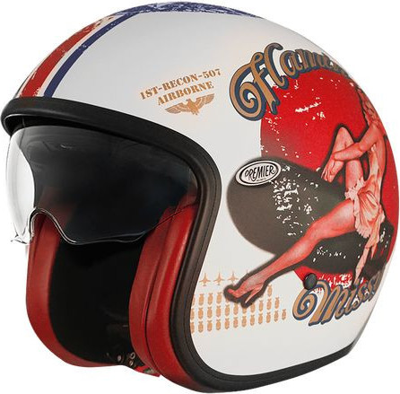 Casca Moto Open-Face/Jet Vintage PU 8BM Matt Red/Black 2024
