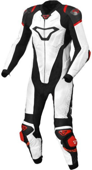 Combinezon Moto Piele TRONNIQ White/Black/Red