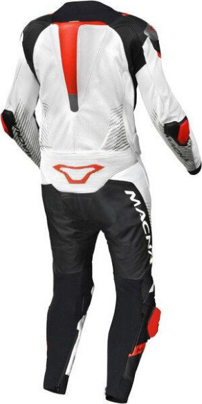 Combinezon Moto Piele TRONNIQ White/Black/Red
