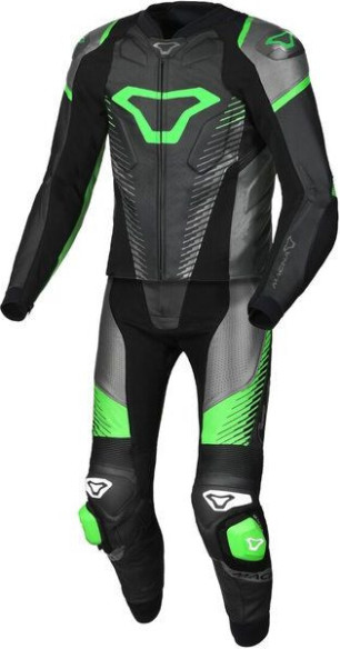 Combinezon Moto Piele 2 Piese TRONNIQ Black/Green
