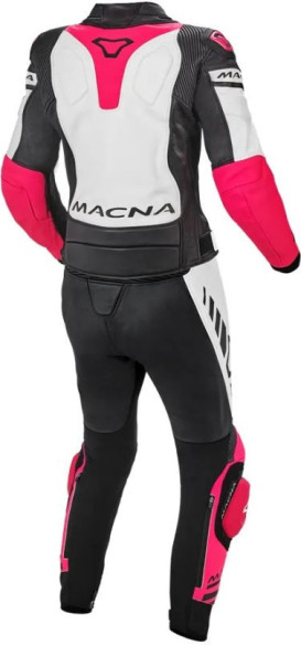 Combinezon Moto Piele 2 Piese Dama TRACKTIX Black/White/Pink