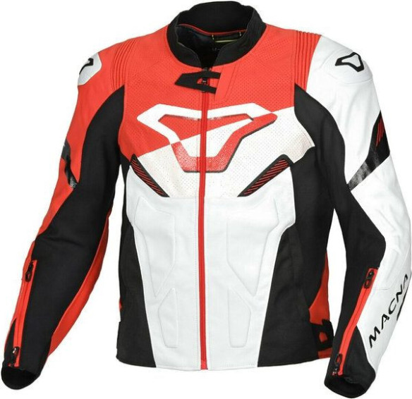 Geaca Moto Piele POINTER White/Red