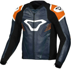Geaca Moto Piele TRONNIQ Blue/White/Orange