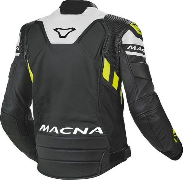 Geaca Moto Piele TRACKTIX Black/White/Yellow Fluo