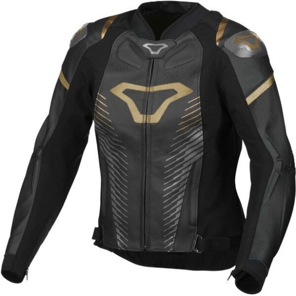 Geaca Moto Piele Dama TRONNIQ Black/Gold