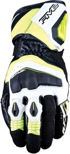 Manusi Moto Piele RFX4EVO White/Yellow Fluo