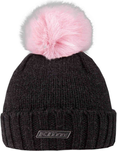 Caciula Pom Beanie Charcoal/Pink