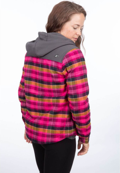 Hanorac Big Sky Fleece Lined Flannel Punch Pink/Asphalt 24