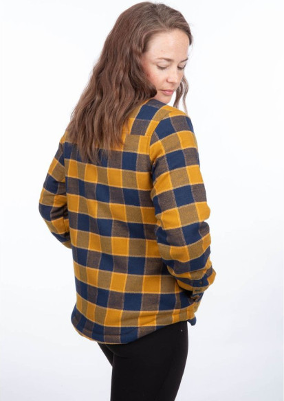 Camasa Dama Clouds Rest Fleece Lined Flannel Golden Brown Dress Blues 24