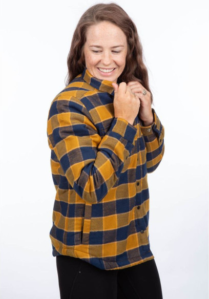 Camasa Dama Clouds Rest Fleece Lined Flannel Golden Brown Dress Blues 24