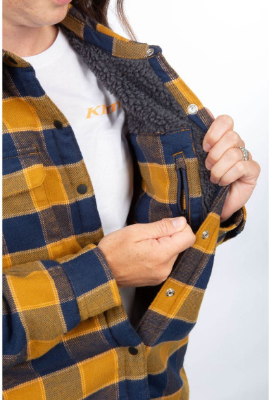 Camasa Dama Clouds Rest Fleece Lined Flannel Golden Brown Dress Blues 24