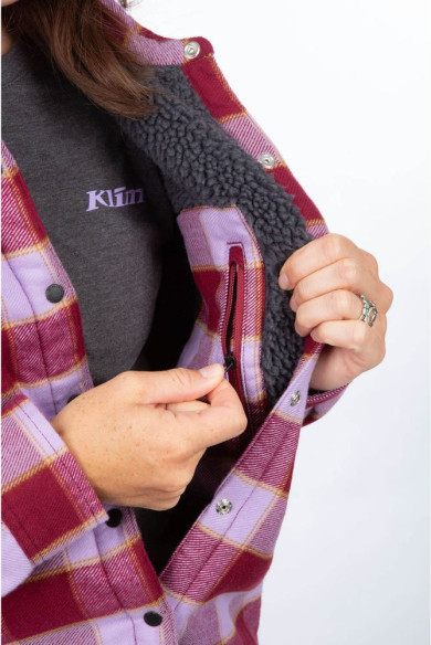 Camasa Dama Clouds Rest Fleece Lined Flannel Lavender Heist Cabernet 24