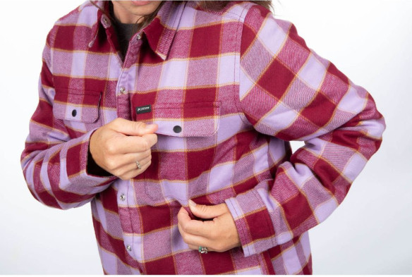Camasa Dama Clouds Rest Fleece Lined Flannel Lavender Heist Cabernet 24