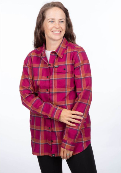 Camasa Dama Kinsey Midweight Flannel Raspberry Radiance Golden Brown 24